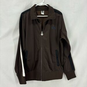 Y2K The North Face Men’s Large Brown Track Jacket Zipper Stripes 2000’s